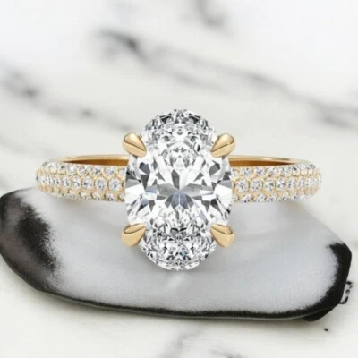 14k Yellow Gold Bridal Ring 2.60 Ct Oval Cut IGI Lab Created Diamond E F V S - Image 1 of 4
