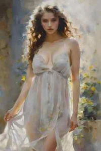 Girl Woman in a White Dress Springtime Flowers Oil Poster CANVAS Print 18 x 24 D - Picture 1 of 3