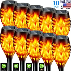 10 PACK LED SOLAR TORCH LIGHTS FLICKERING FLAME PATIO LIGHTS OUTDOOR WATERPROOF - Picture 1 of 13