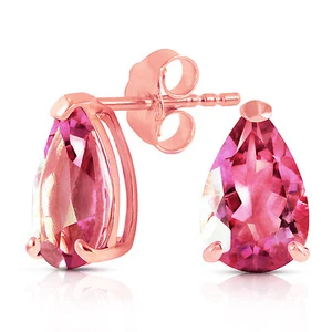 3.15 CTW 14K Solid Rose Gold Allure Pink Topaz Stud Earrings - Picture 1 of 5
