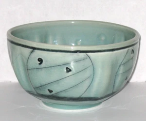 Linda Heisserman Studio Pottery Bowl Green Celadon Crackle Bend, Oregon - Imagen 1 de 10