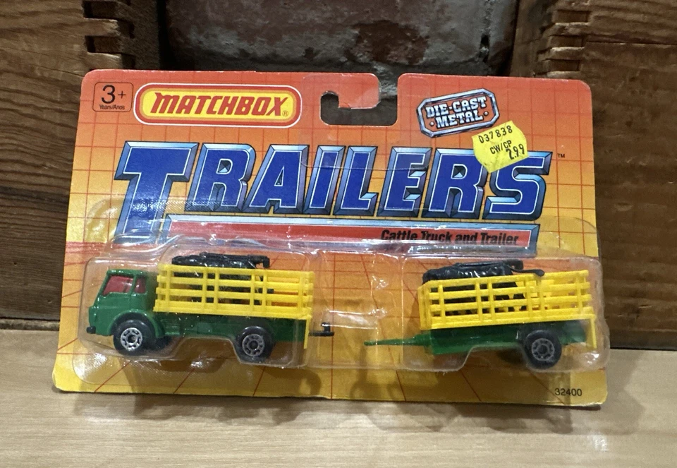 Matchbox Trailers 1990 camión y remolque de ganado verde negro ganado Foto 1 de 4