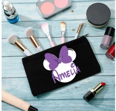 Personalsied Minnie Mouse Make Up Bag Disney Cosmetic Toiletries  Pencil Case - Image 1 of 3