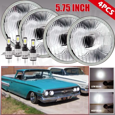 4x 5.75" inch LED Headlights HI/LO White Fit Pontiac GTO firebird 1964-1972 - Imagem 1 de 4