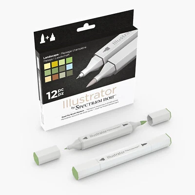 Spectrum Noir ILLUSTRATOR LANDSCAPE Twin Nib Marker Pen 12pk ** SALE 55% OFF ** - Image 1 of 4