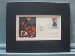 Middleweight Champion Sugar Ray Robinson and First Day Cover of his own stamp - Picture 1 of 1