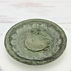 Vtg Relief  Hanging Plate Terracotta Lion Green Patina Ornamental Plate