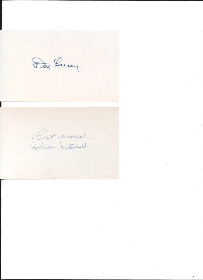 Don Larsen and Dale Mitchell (baseball) autographed index cards - Image 1 of 1