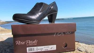 NEW 12 W bootie leather Rose Petals Walking Cradles Brazil black patent shoe hot - Image 1 of 4