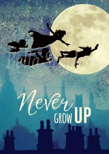 Peter Pan & Friends NEVER GROW UP 8x10 Collage Quilt Cotton FABRIC Panel - Picture 1 of 1