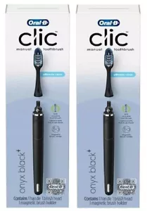 2 Pack- Oral-B Clic Manual Toothbrush Black/Chrome Magnetic Holder - Picture 1 of 1