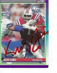 KEN SIMS FIRMADO 1990 PUNTUACIÓN #489 - PATRIOTAS DE NUEVA INGLATERRA - Imagen 1 de 1