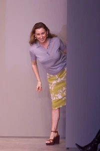Prada Vintage Fall 2001 White Yellow Floral Viscose Pencil Skirt 40 IT Archive - Picture 1 of 10
