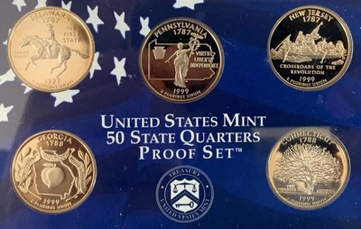 1999 U.S. Proof Set Fifty State Quarters with COA - Image 1 of 4