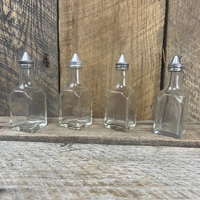 De colección Gemco EE. UU. Vinagre de vidrio transparente O aceite Cruet 6" de alto goteo superior ensalada artículos Foto 1 de 4