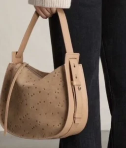 NUEVO $278 Bolso de Hombro AllSaints Echo Mini Hobo Estrella Repujado Camel Claro - Imagen 1 de 14