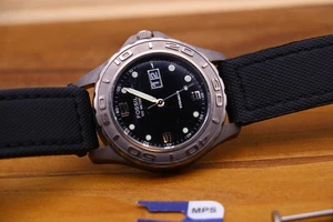 Mens Fossil Titanium date black dial wrist watch TI-5009 42mm case diver - Picture 1 of 10