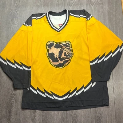 Camiseta deportiva de hockey vintage CCM Boston Bruins Pooh Bear amarilla alternativa de la NHL para hombre L 67 Foto 1 de 4