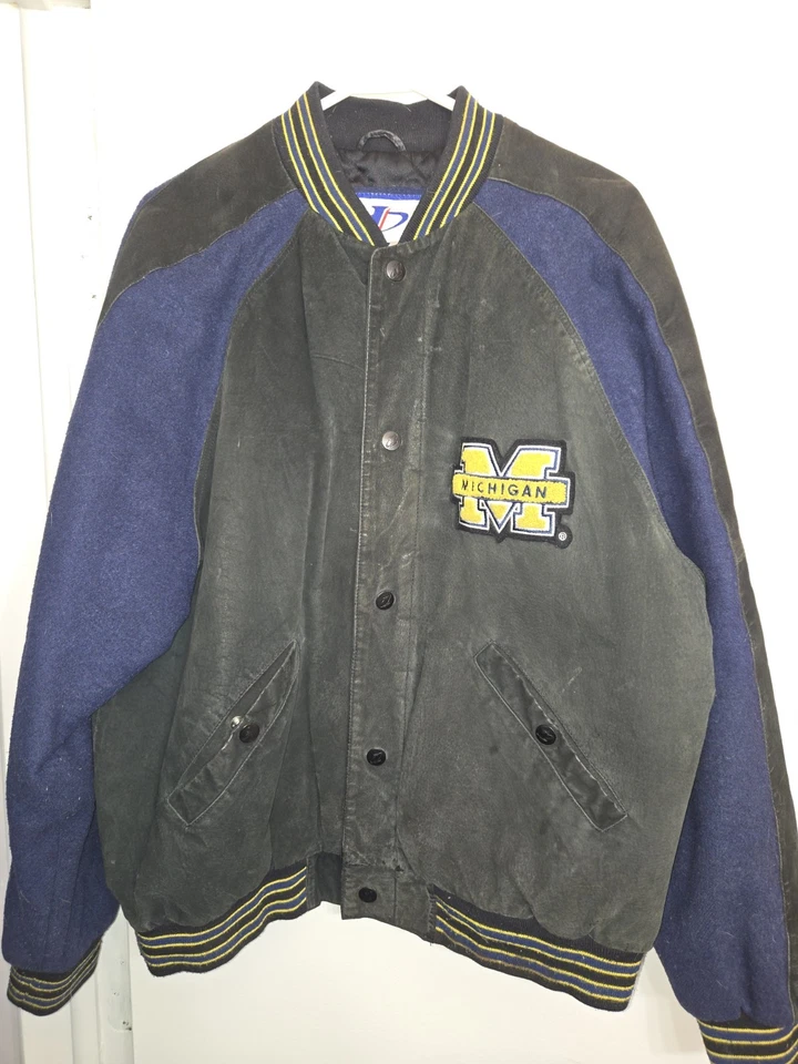 Vintage LogoAthletic Michigan  Leather/Wool Letterman Varsity Bomber Jacket L - Image 1 of 4