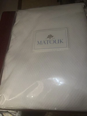 Matouk King Coverlet Lanai White White Cotton Poly Scallops New - Image 1 of 4