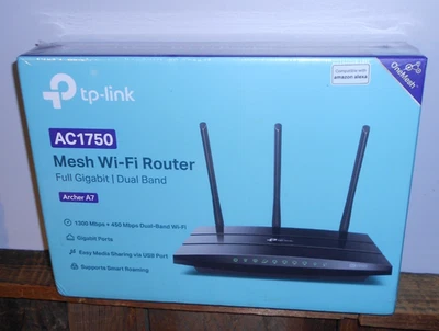 TP LINK ARCHER A7 AC1750 WIRELESS DUAL BAND GIGABIT MESH WIFI ROUTER SEALED NEW - Image 1 of 3