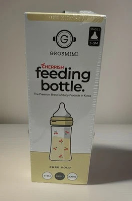 Biberón de alimentación Grosmimi Stage 2 oro puro cerezas 10 oz nuevo Foto 1 de 4