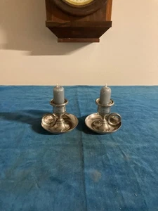 Vintage Stieff massives Zinn P109-21, kleiner Reisekerzenständer, passendes Paar - Bild 1 von 8