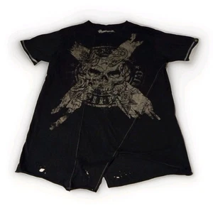 Y2K Wornstar 2Side Graphic Skull T-Shirt Men Large designed USA Black - Bild 1 von 6