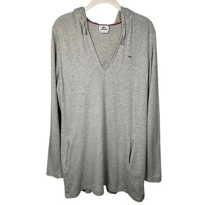 Sudadera con capucha gris manga larga Lacoste grande para mujer Foto 1 de 4