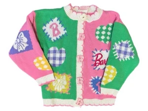 BARBIE Mattel Cardigan Sweater Size Large Vintage 1991 Girls - Picture 1 of 7