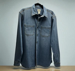 LL Bean Denim Button Up Shirt Men's Med Reg Stonewashed Traditional Fit BeanFlex - Picture 1 of 6