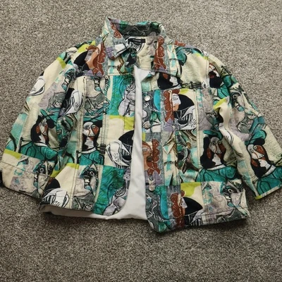 Chaqueta Kaktus Mujer L Colorido Abstracto Arte Impresión Lino Mezcla Algodón Artístico Boho Foto 1 de 4