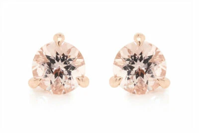 GEMVIO 1/2CT Martini Piedras Preciosas Naturales Morganita Solitario Pendientes Oro 14K Foto 1 de 4