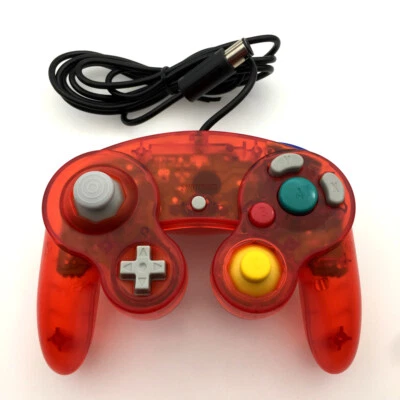Clear RED Wired Game GC Shock Controller for Nintendo GameCube NGC Console - Image 1 of 4