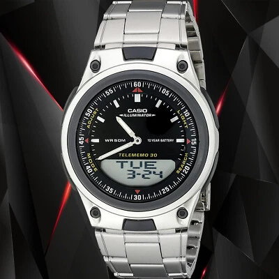 Reloj Casio Negro Databank Hora Mundial Batería 10 Años Correa Acero AW-80D-1AV Foto 1 de 4