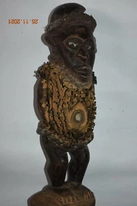 SALE!! BAKONGO YOMBE FETISH, GLASS EYES, gourd 1900S HUGE 14" PROV. - Picture 1 of 4