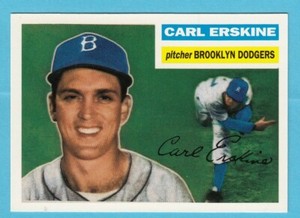 1956 Topps Baseball Reprint # 233 Carl Erskine -- Brooklyn Dodgers -- Box 733