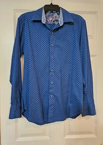 Camisa para hombre Robert Graham talla M, ajuste clásico, color azul en contraste - Imagen 1 de 9