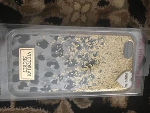 NEW VICTORIA'S SECRET GOLD GLITTER CHEETAH LEOPARD PRINT IPHONE 6 6S CASE SLEEVE - Picture 1 of 1