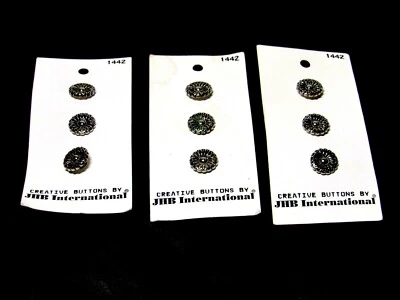 VTG Shank Buttons Flower Pattern Plastic Made in Germany Silver-Tone 1/2" - Image 1 of 4