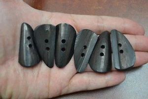 6 PCS BUFFALO HORN TOGGLE SEWING 2 HOLE BUTTONS CRAFT 1 1/2" #T-2290 - Picture 1 of 1