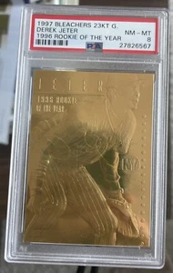 1997 Bleachers 23KT Gold 1996 ROY Derek Jeter Yankees HOF PSA 8 NM-MT - Picture 1 of 2
