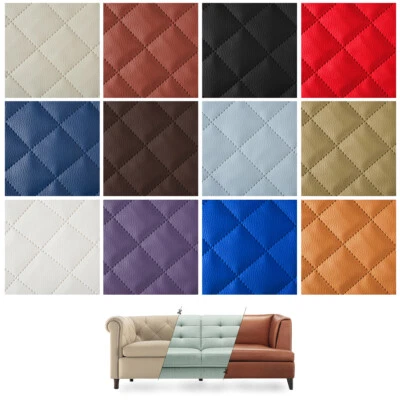 Skaï Simili cuir Piqués 5x5 gris tissu ameublement vendu au mètre