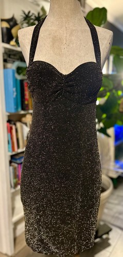 UNDERCOVER Vintage Y2K Victoria Secret Reggiseno Miracoloso Top Nero Metallizzato Oro Abito 34 A