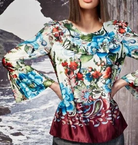 Trelise Cooper Garden Of Eden Frill Her Silk Top Blouse AU/UK Size 12 - Picture 1 of 7