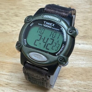 Timex Expedition Digital Quartz Watch Men 100m Black Green Chrono New Battery - Picture 1 of 5
