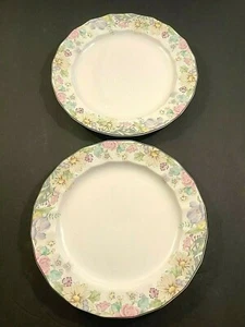 Set of 2 Mikasa 8" Salad Plates Floral Fluted Morning Break #JX104 - Picture 1 of 6