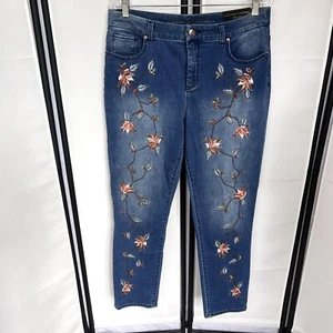 Chicos So Slimming Girlfriend Ankle Jeans Beaded Vines Women Sz 1 NEW 32x27 D2 - Picture 1 of 16