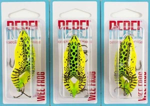 (LOT OF 3) REBEL WEE FROG 3/8OZ F7179 CHARTREUSE FROG D9209 - Picture 1 of 3