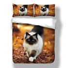 Cat Animal Quilt Doona Duvet Cover Set Single/Double/King/Super King Bed Linen